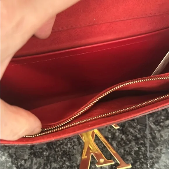 Louis Vuitton Red and Gold Clutch with Chain - Picture 9 of 10